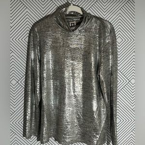 Metallic Silver Long Sleeved Women’s Top